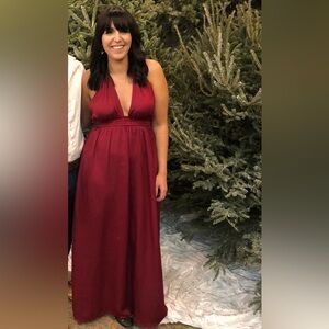 Long Low Cut Red Dress